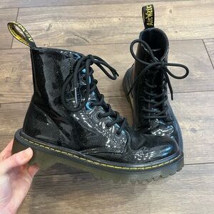Dr. Martens Black Glitter Combat Boots